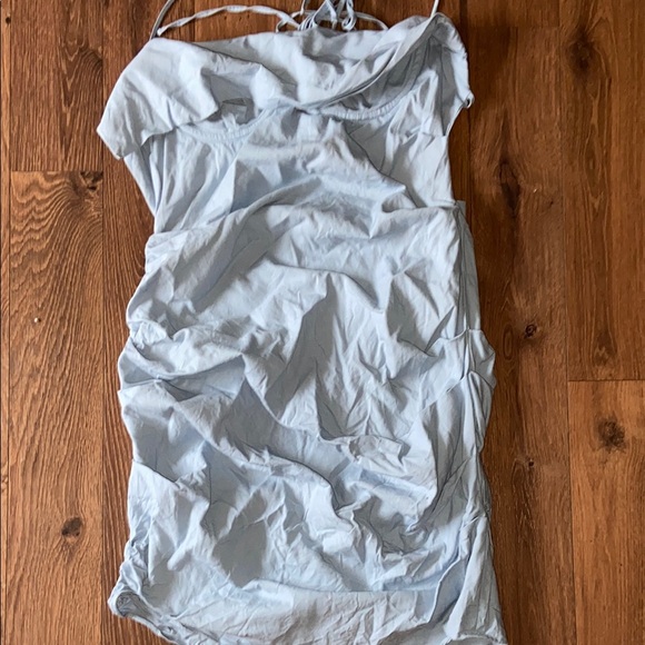 House of CB Lana. Baby Blue Open Back Mini Halter Dress - Picture 3 of 8